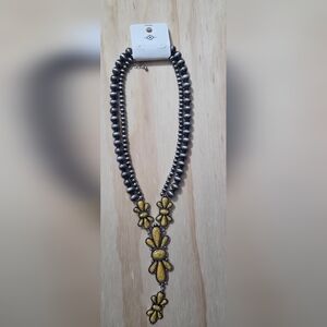 Western Yellow Turquoise Statement Necklace Navajo Pearl Style Southwestern Boho